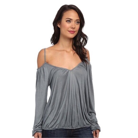 NWT Free People Crochet Trim On-Off Shoulder Long Sleeve Scoop Neck V-Back Top - Picture 15 of 16